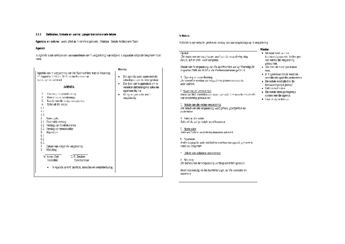 Afrikaans writing formats and layouts - Studocu