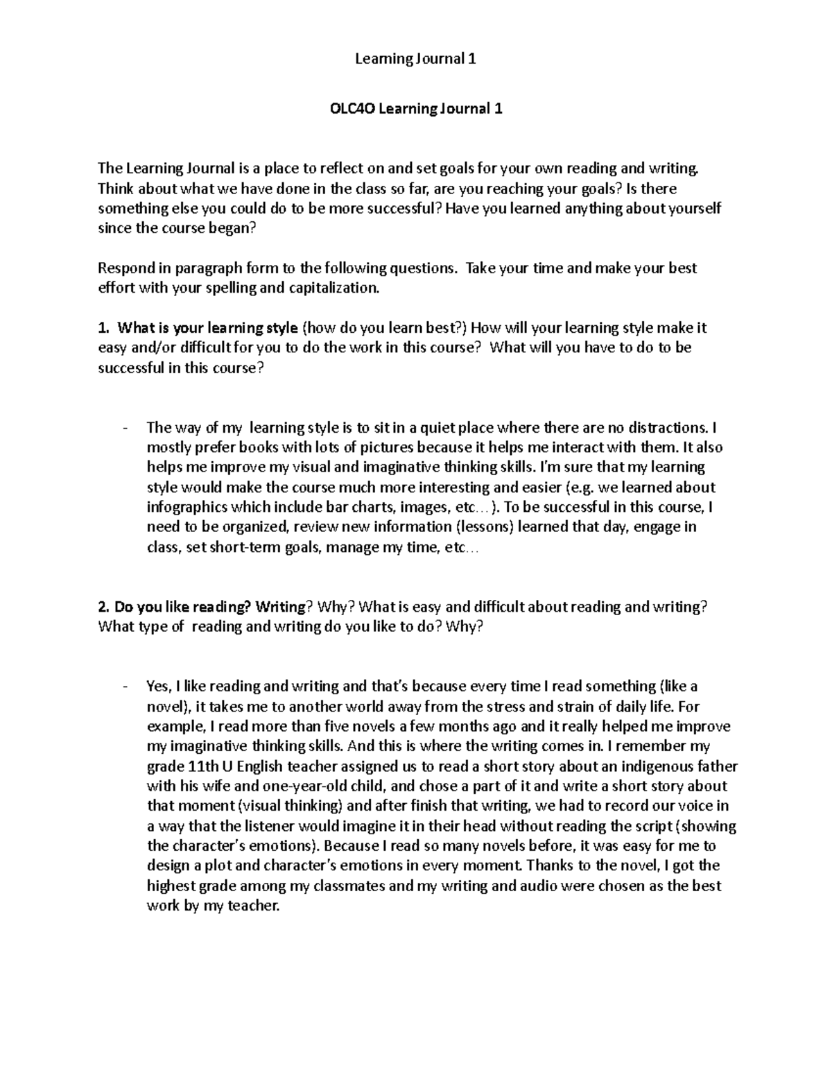 Farah Bunyad- OLC4O Learning Journal 1.docx- Doyle Speranzi - Learning ...