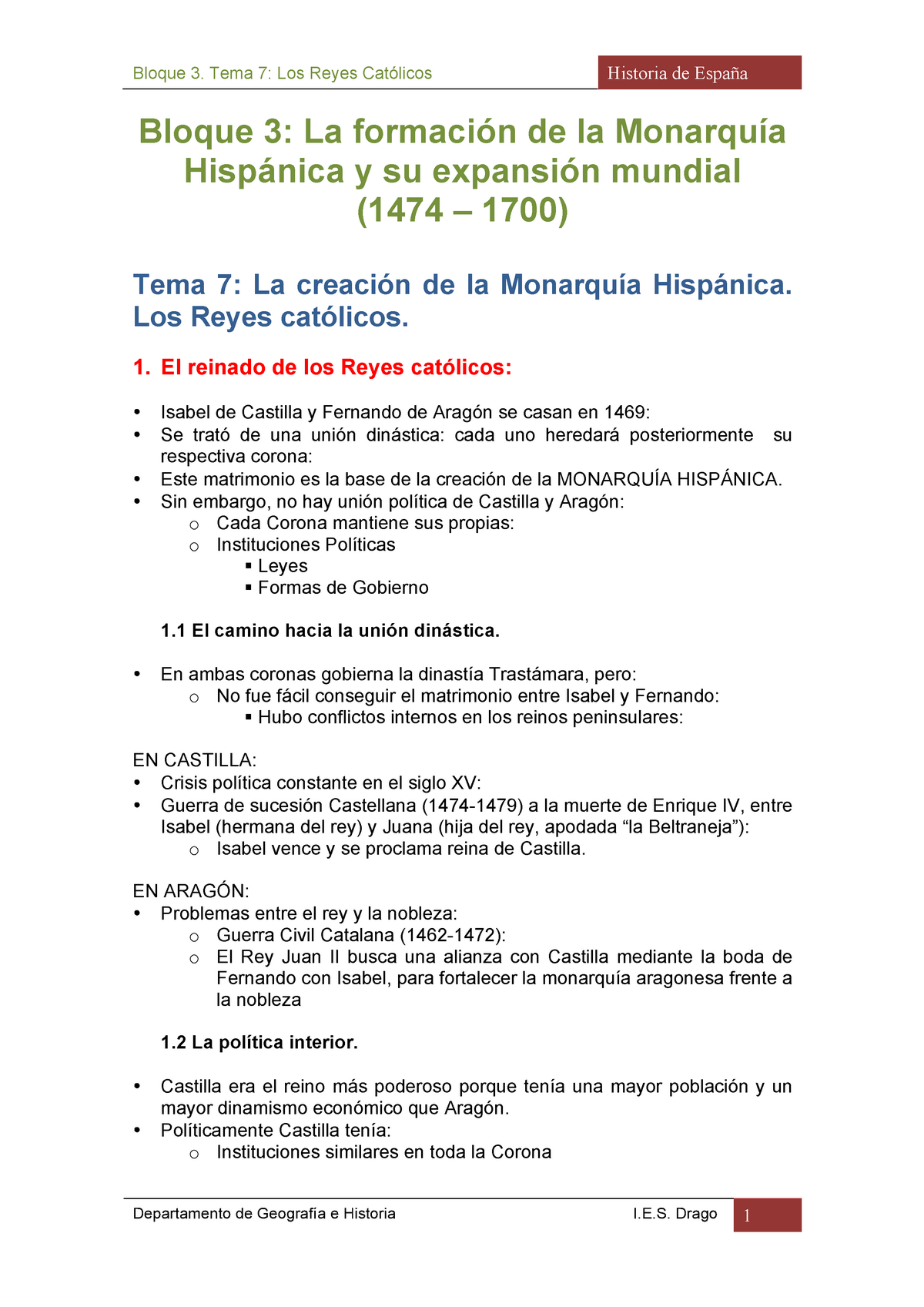 Bloque 3 Tema 7 Resumen Tema 7 Bloque 3 La Formación De La Monarquía Hispánica Y Su 9977