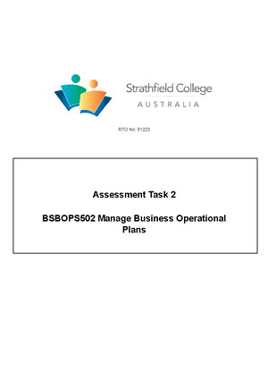 BSBOPS502 Task 1 Que - RTO No: 91223 Assessment Task 1 BSBOPS502 Manage ...