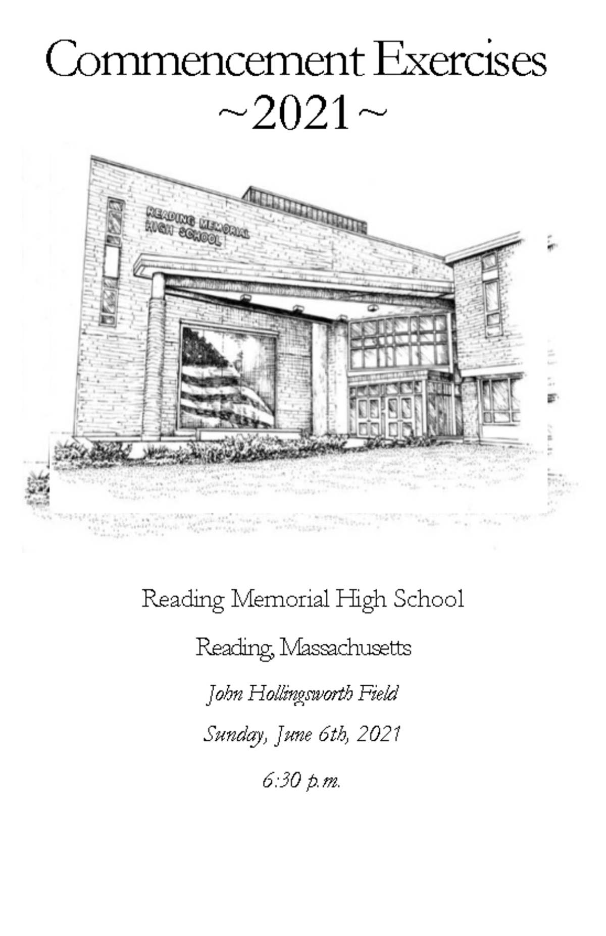 2021 Graduation Brochure Commencement Exercises 2021 Reading Memorial High School Reading