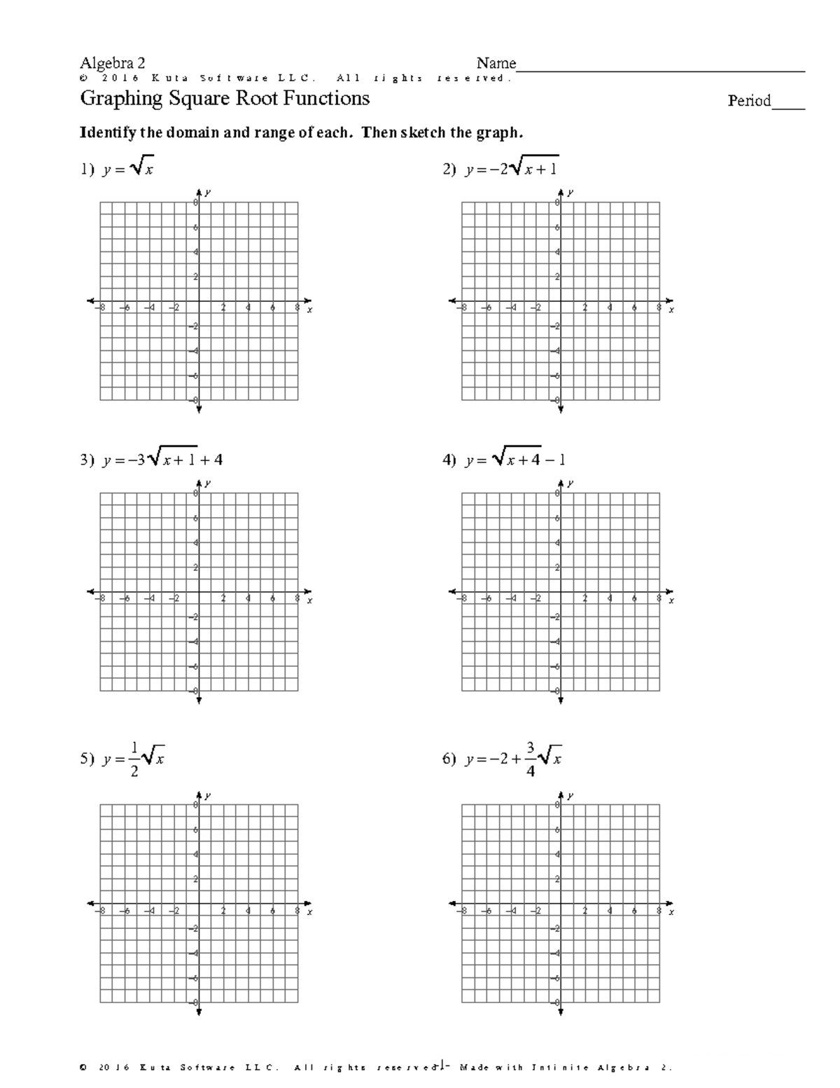 Graphing Square Root Functions - ©S C 2 i 0 U 1 L 6 C oKTuYtIaY ...