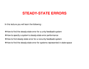Steady state error - Control system notes - UNIT - III TIME RESPONSE ...