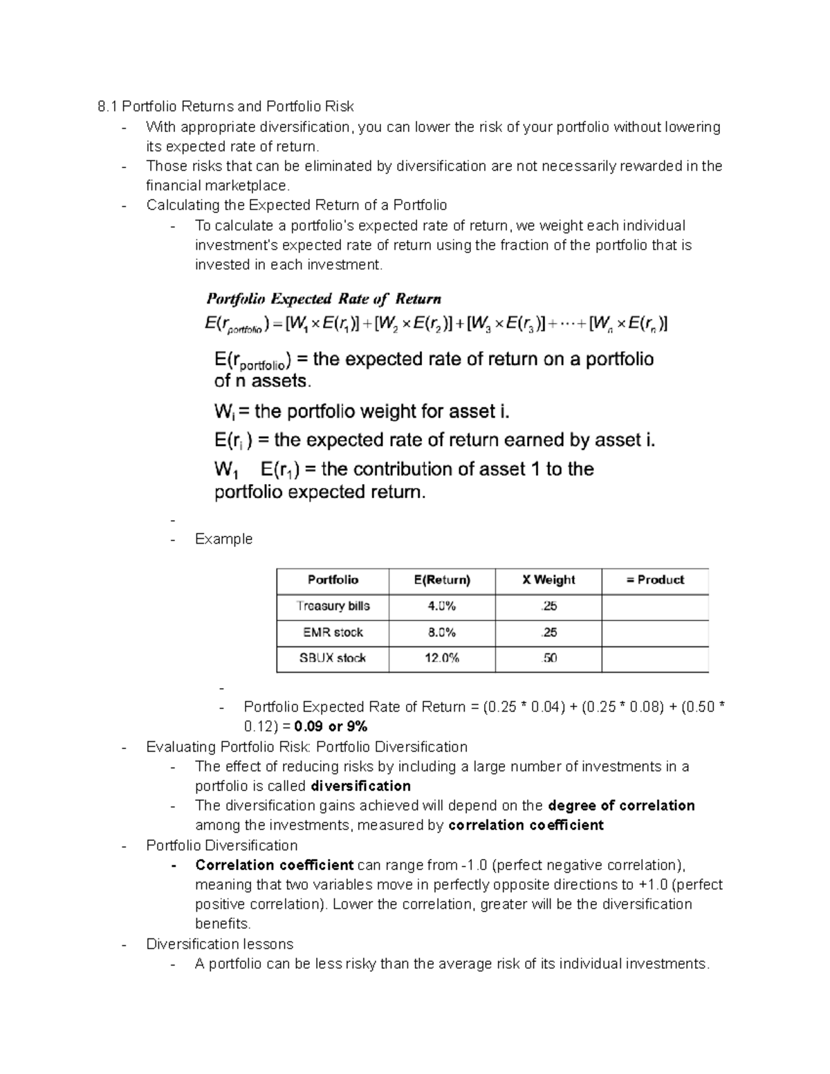 FIRE 311 Chapter 8 P1 - 8 Portfolio Returns and Portfolio Risk - With ...