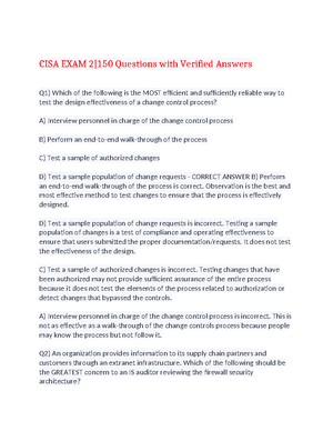 CISA—Certified Information Systems Auditor Certification - CISA EXAM 3 ...