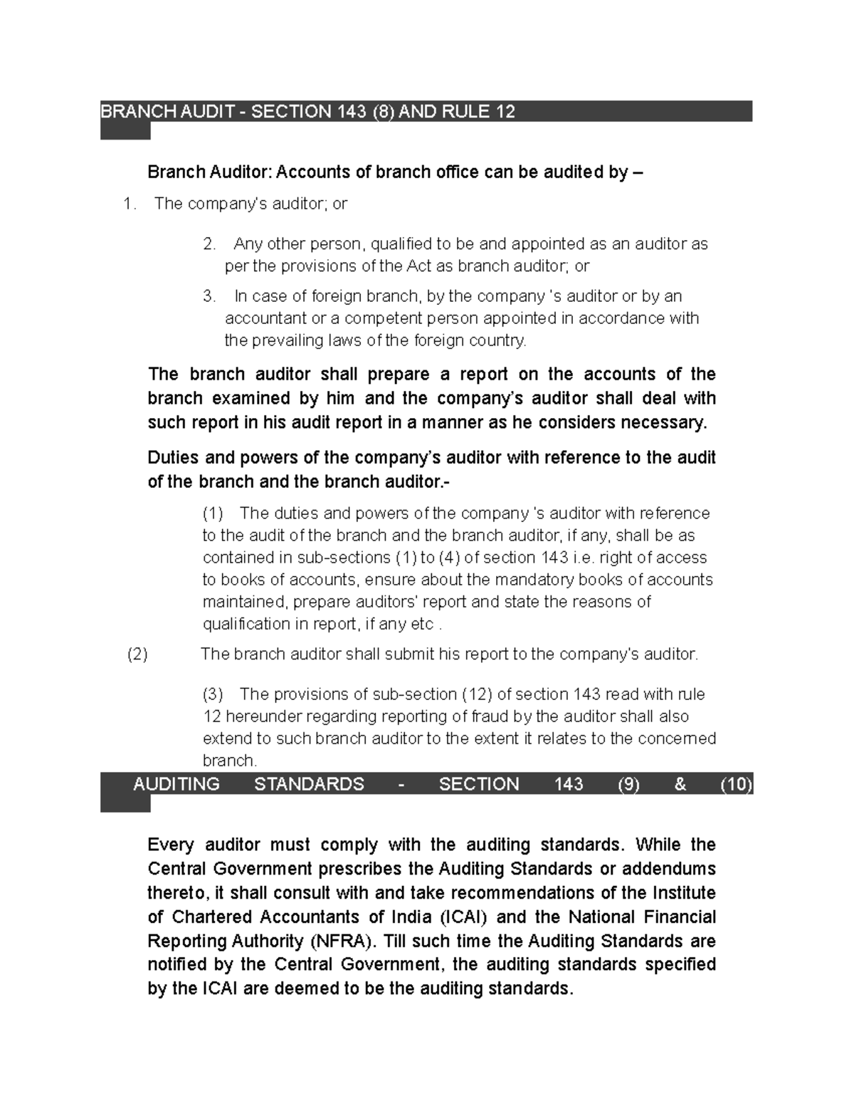 Accounts and Audit Part 9 - BRANCH AUDIT - SECTION 143 (8) AND RULE 12 ...
