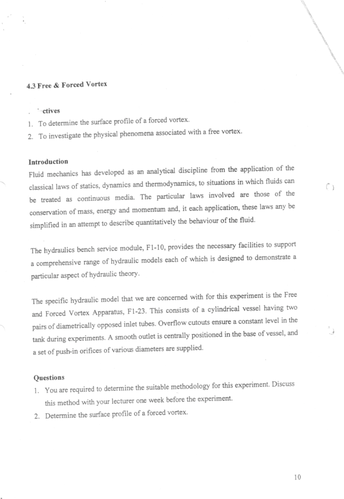 Free & Forced Vortex Lecture notes 2 Chemistry Laboratory Studocu