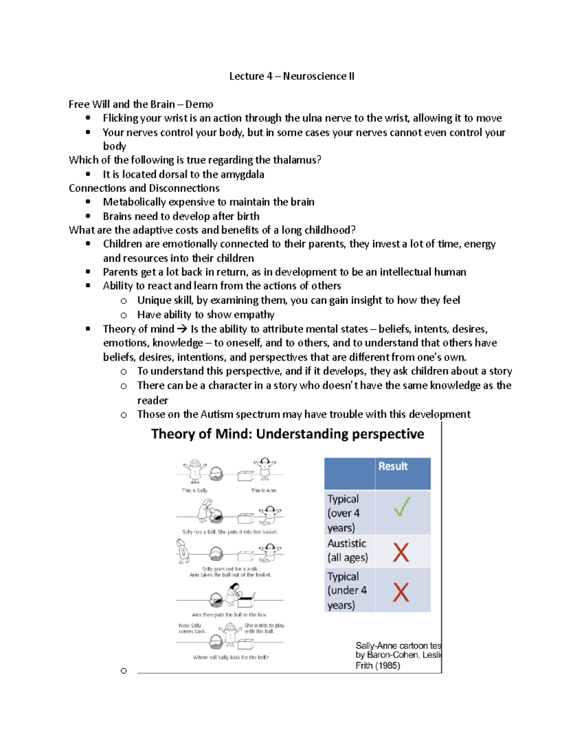 Lecture 4 - Neuroscience II - Lecture 4 – Neuroscience II Free Will and ...