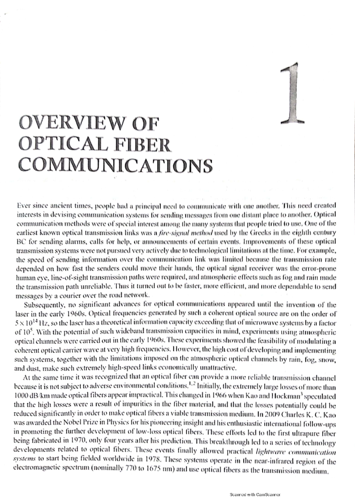 OFC unit 1 18TE72 course - Optical Fiber Communication - Studocu