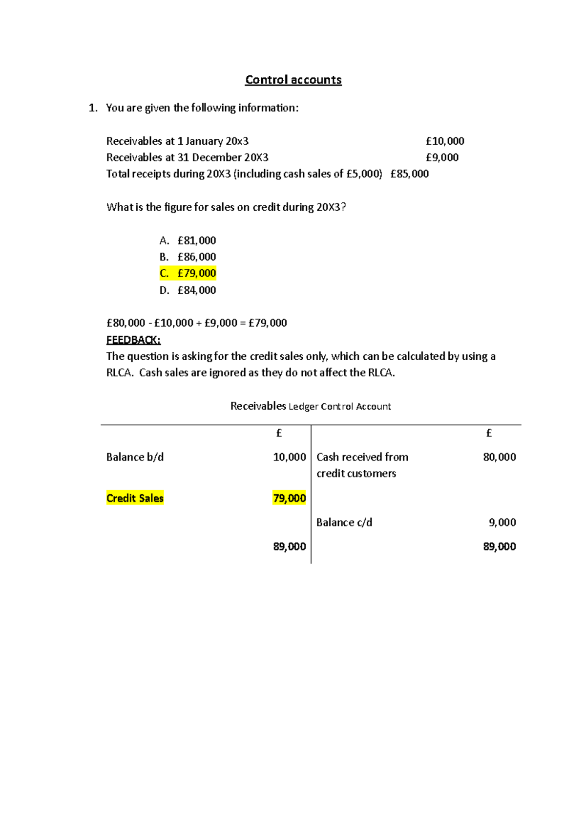 5 Control accounts Answers (7) (3) Control accounts You are