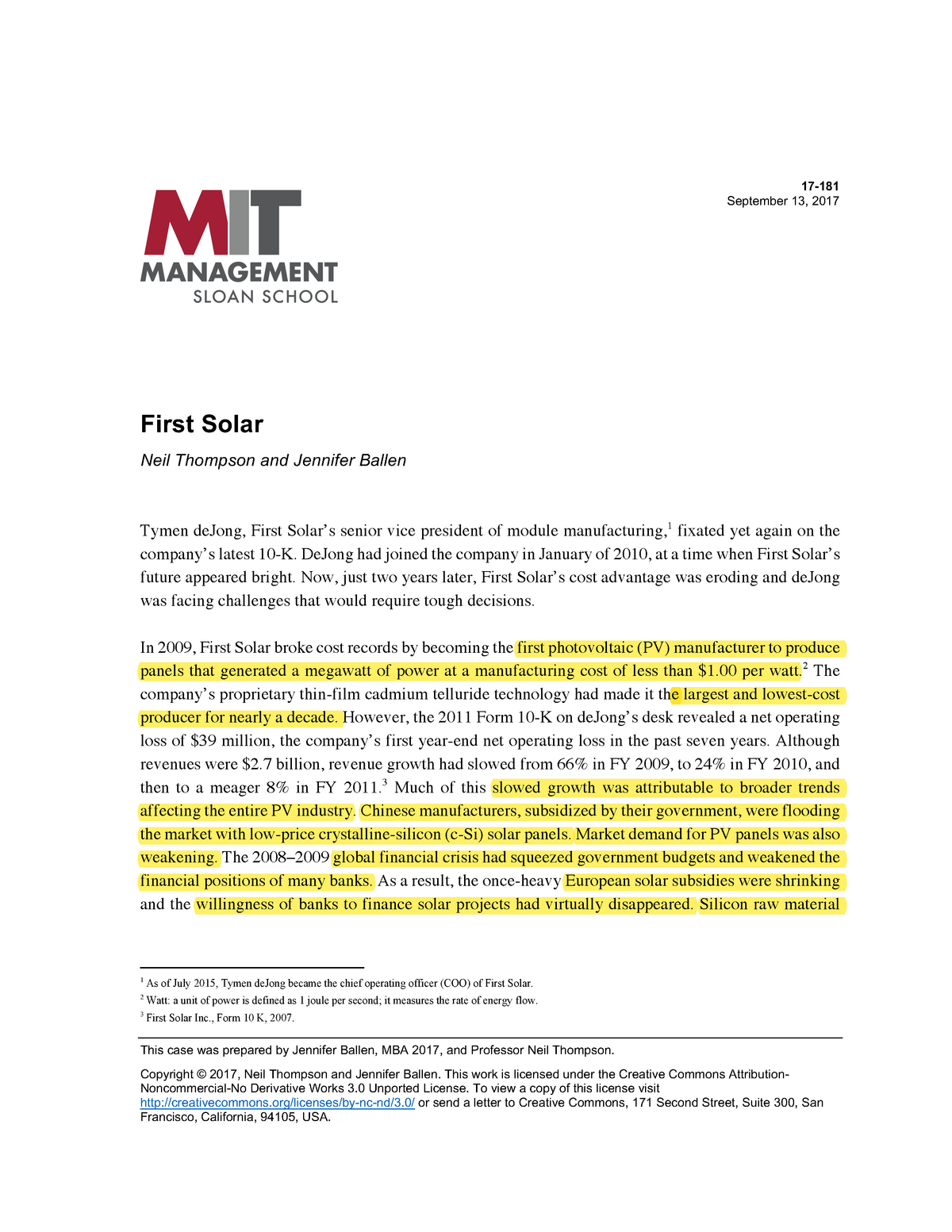 solar cell manufacturer case study recommendation