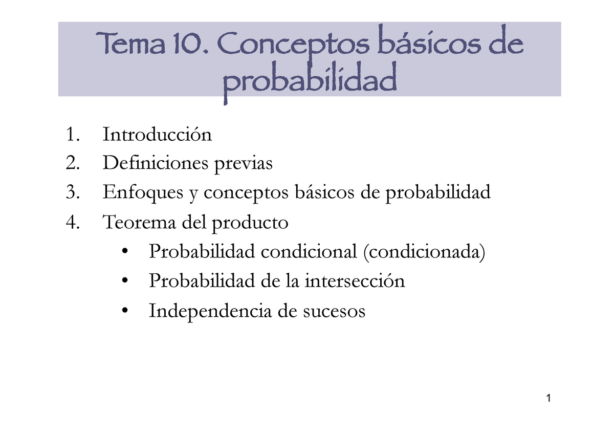 Tema 10. Conceptos Básicos De Probabilidad - Tema 10. Conceptos Básicos ...