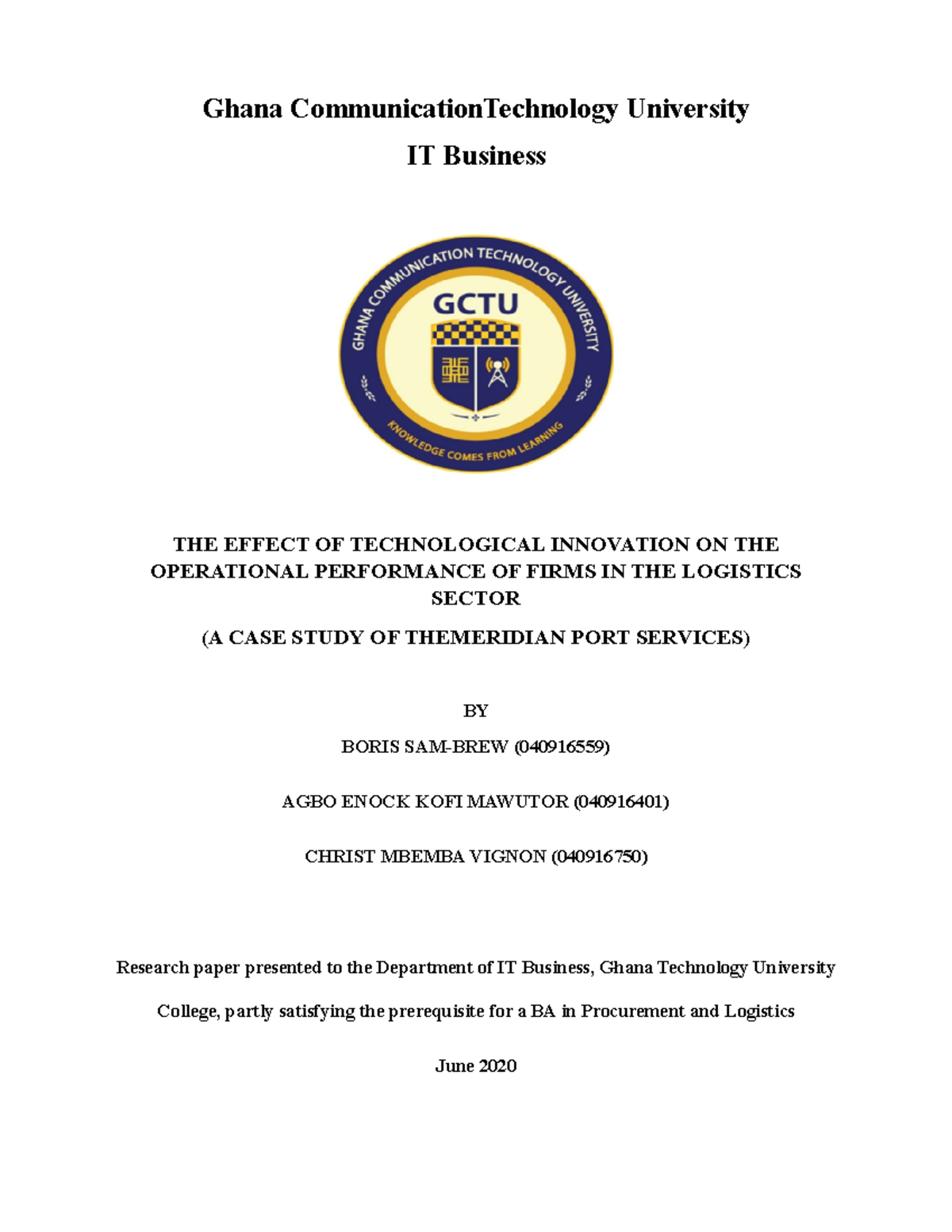 2021 project new gctu christ - Ghana CommunicationTechnology University ...