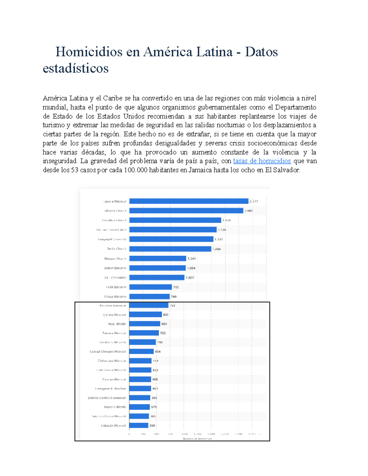Homicidios en América Latina - Este hecho no es de extrañar, si se ...