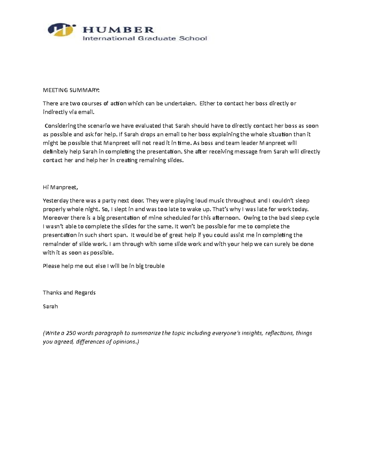 Group Meeting Reflection Template - MEETING SUMMARY: There are two ...