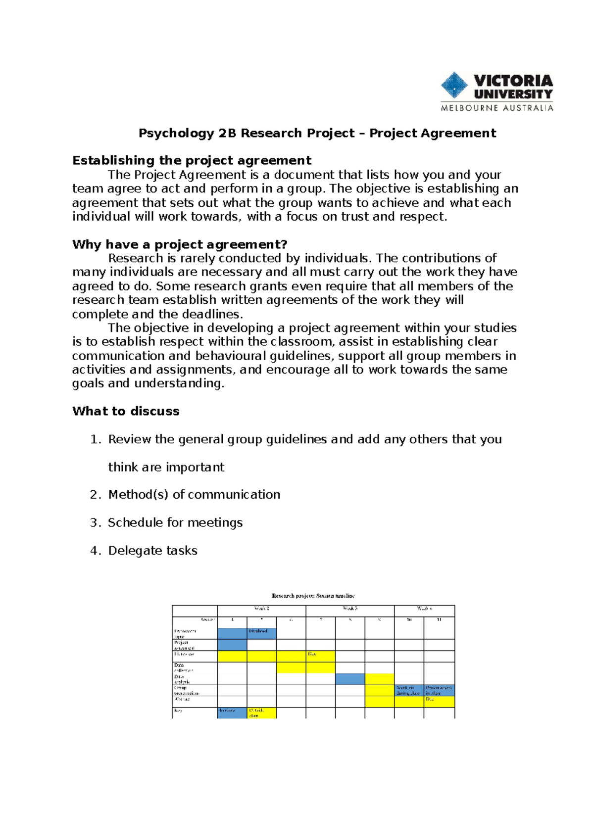 Psychology 2B Project Agreement - Psychology 2B Research Project ...