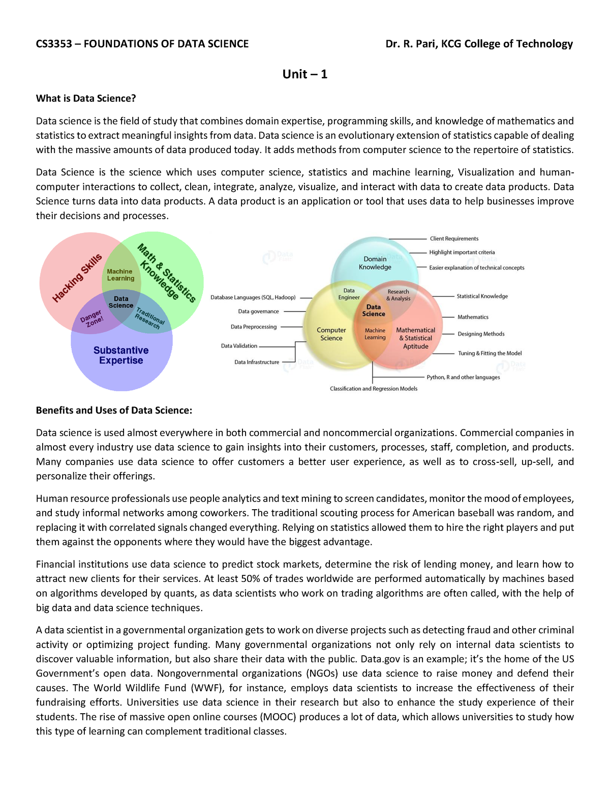 Foundations Of Data Science - Unit 1 - Updated - Unit – 1 What Is Data ...