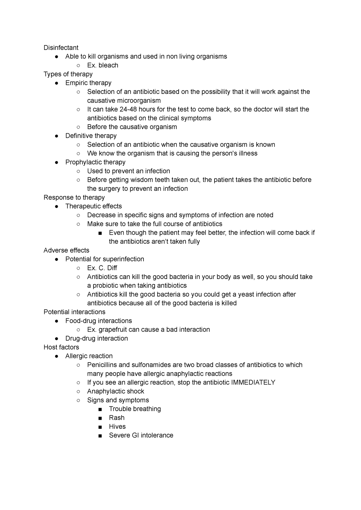 Pharmacokinetics - Antibiotics notes - Disinfectant Able to kill ...