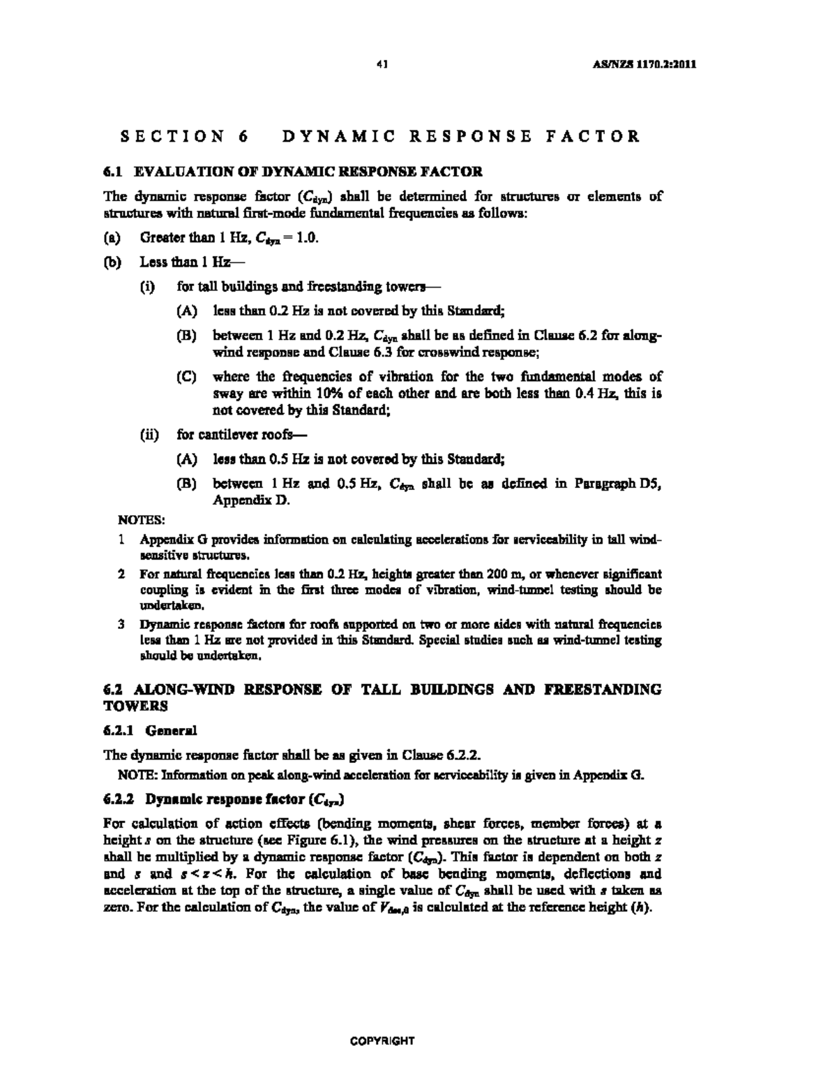 Dynamic response - (b) Less than 1 (i) for tall buildings and ...