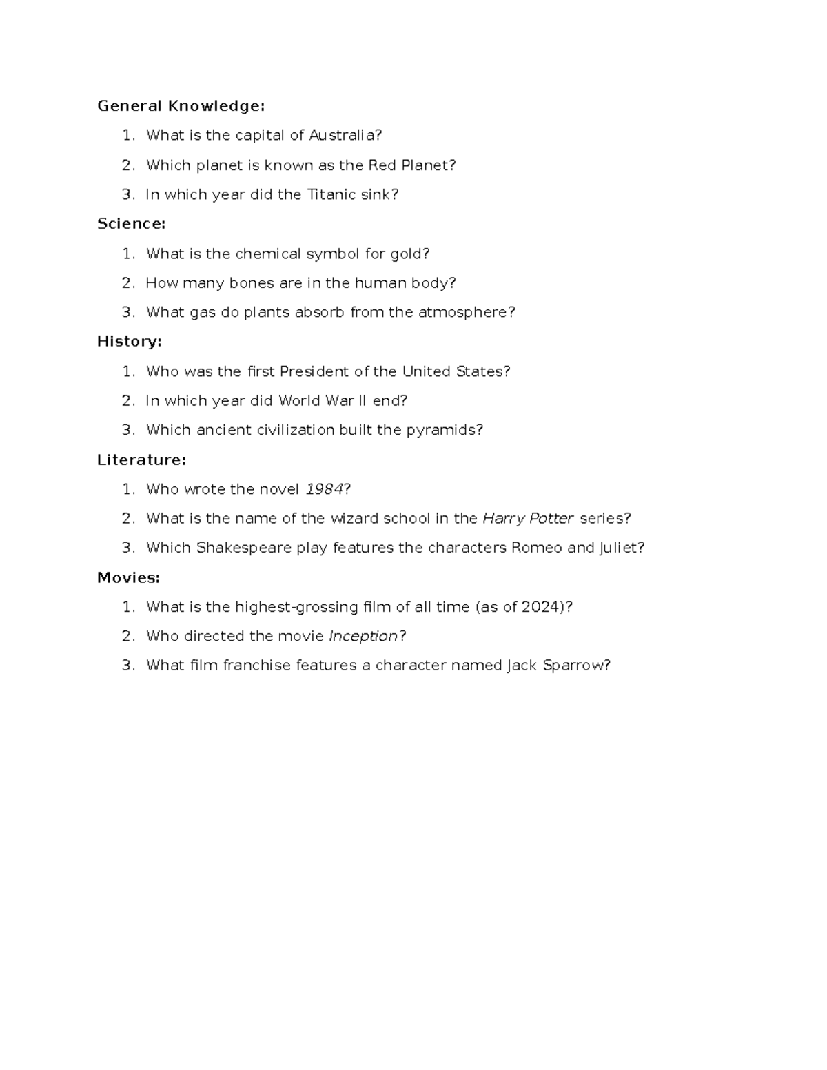 General Knowledge - vgood notes - General Knowledge: 1. What is the ...