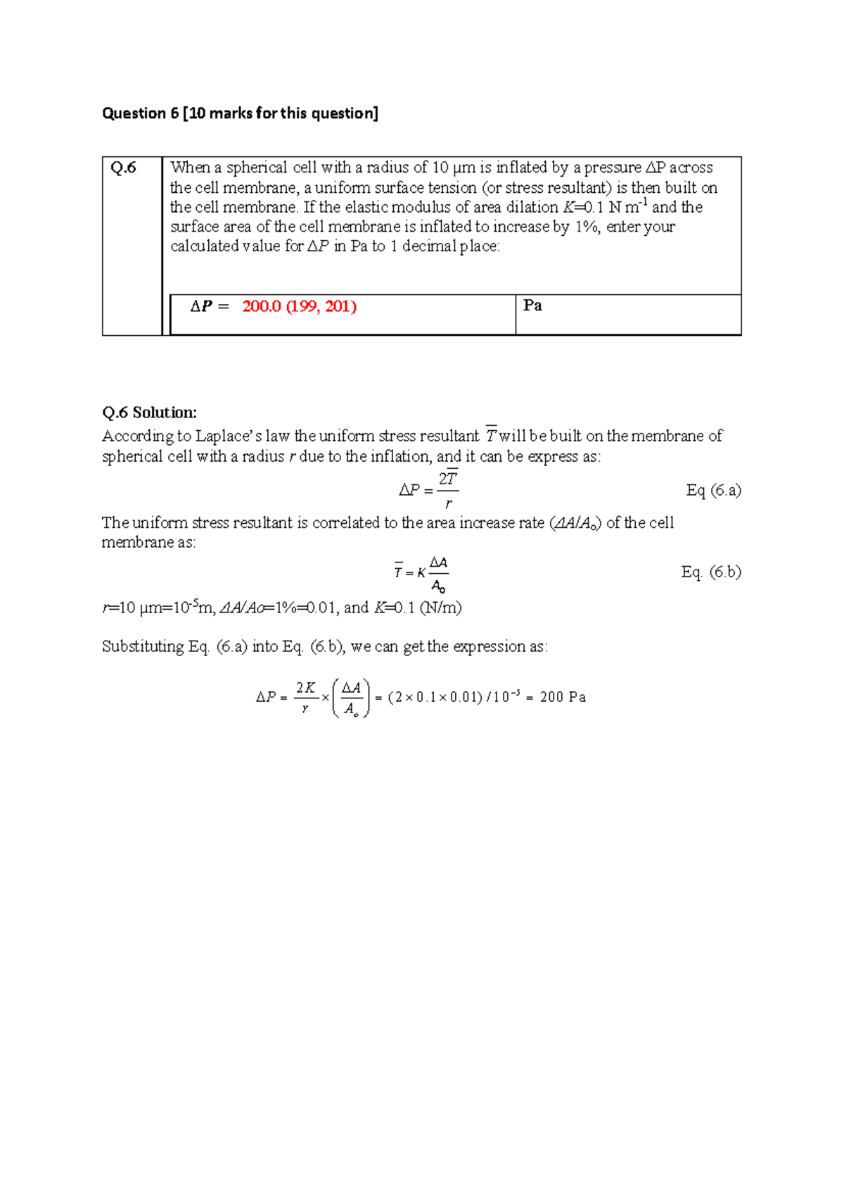 Example Q.6 (Biomechanics) - Question 6 [10 marks for this question] Q ...