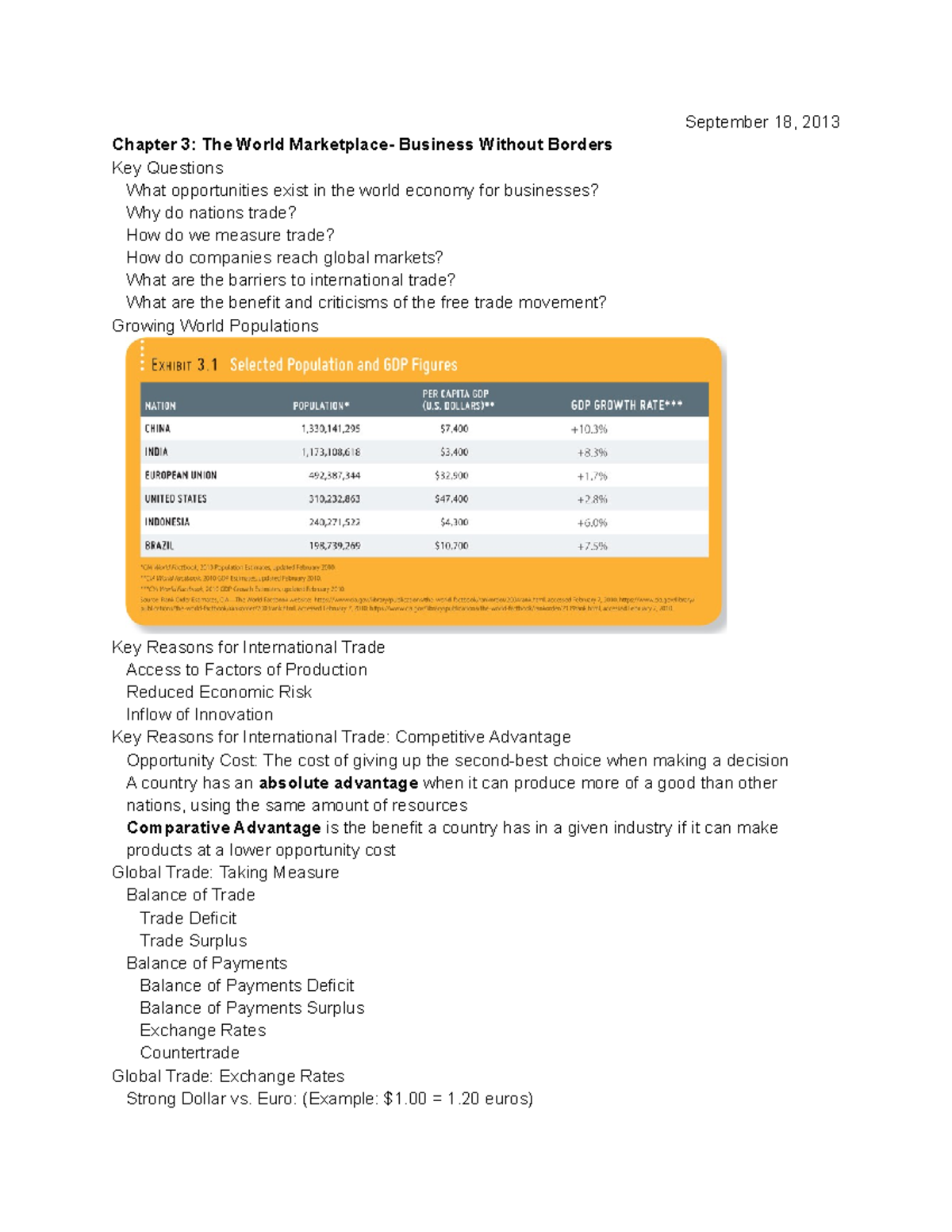 chapter 03 assignment the world marketplace business without borders