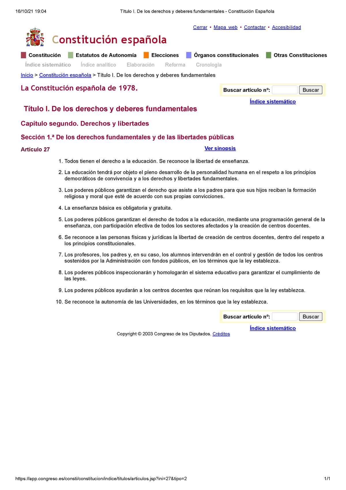 Título I. De Los Derechos Y Deberes Fundamentales - Constitución ...