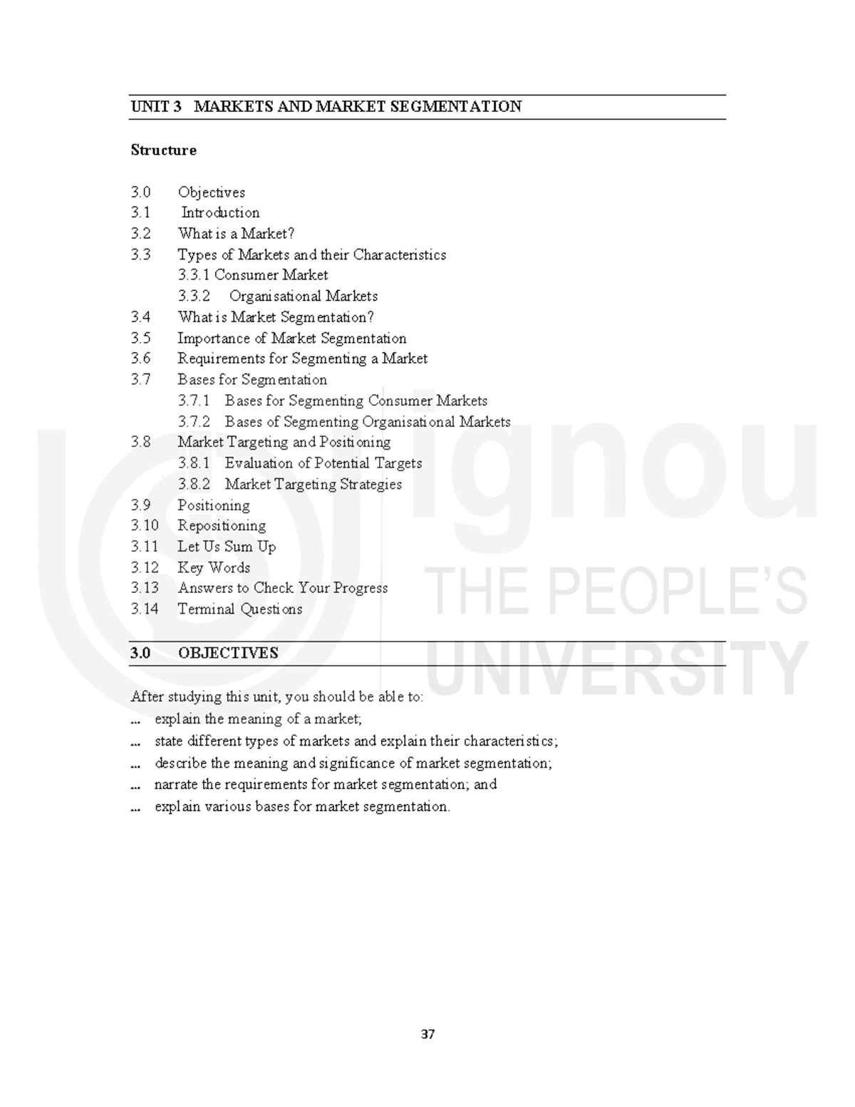 Unit-3 - Notes - UNIT 3 MARKETS AND MARKET SEGMENTATION Structure 3 ...