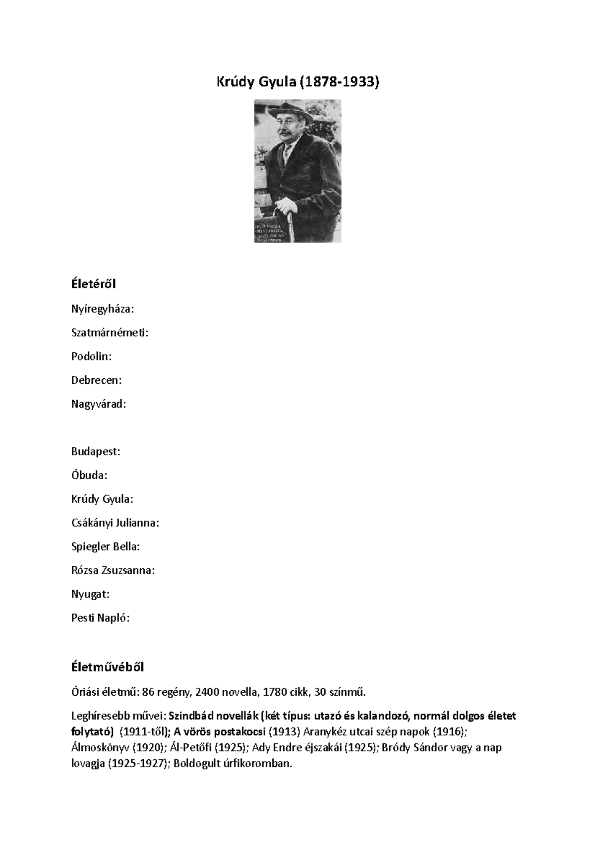 Krúdy Gyula - Its good - Krúdy Gyula (1878-1933) Életéről Nyíregyháza ...