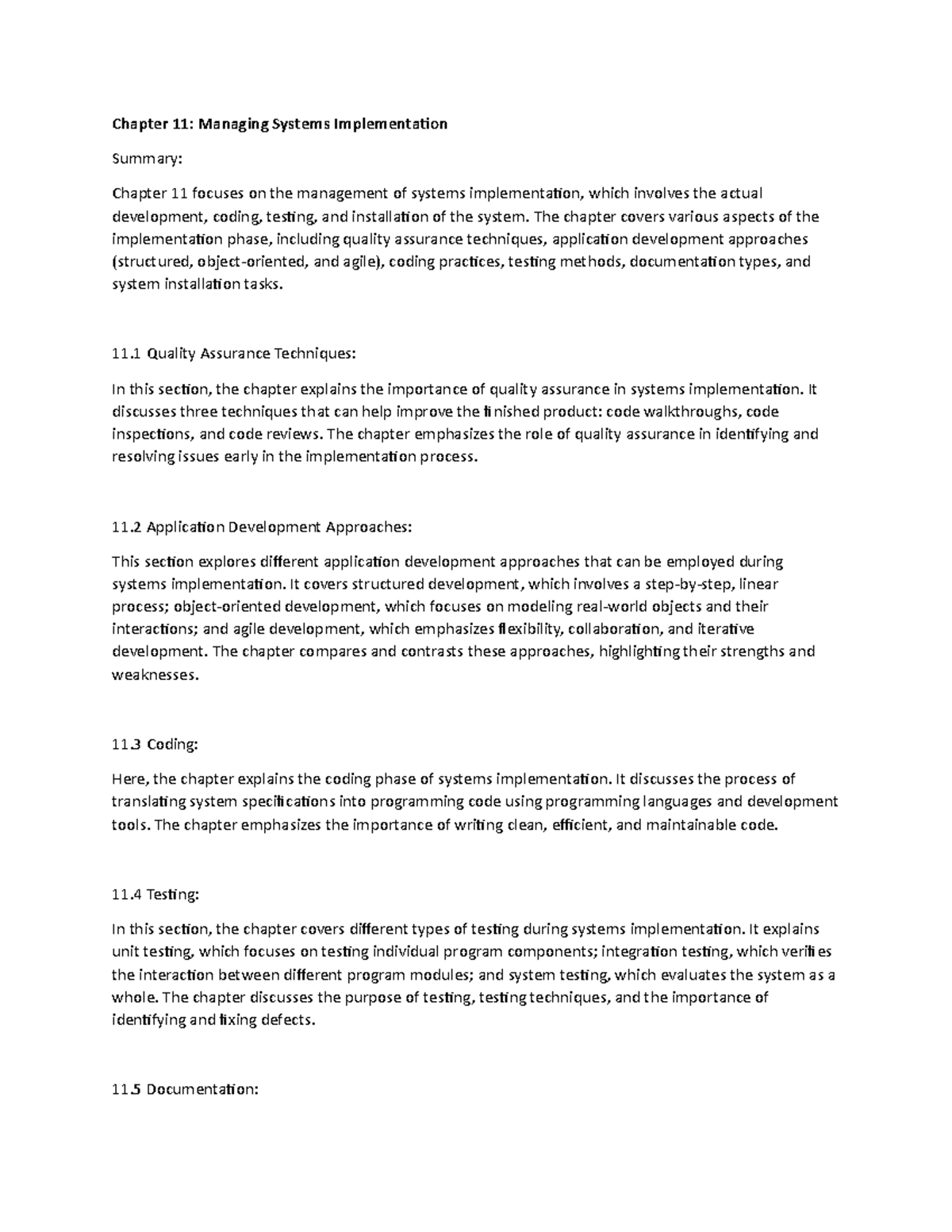 Chapter 11 Managing Systems Implementation - Chapter 11: Managing ...