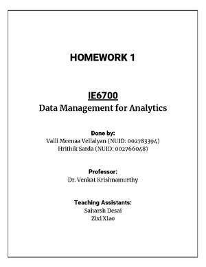 Homework 1-2 - Homework 1 IE 6700 Data Management For Analytics ...