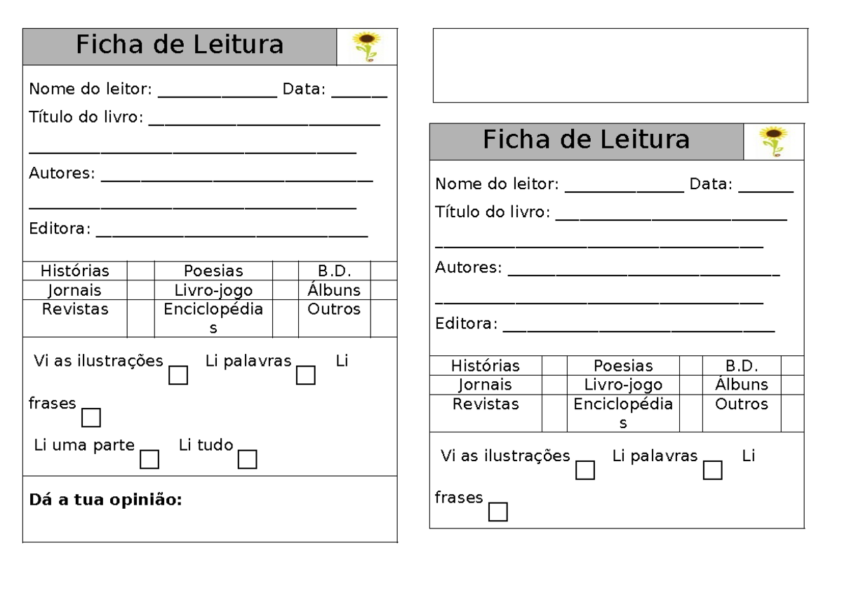 Ficha-de-leitura - FICHA DE AVALIAÇÃO LEITURA ALUNOS - Ficha de Leitura ...