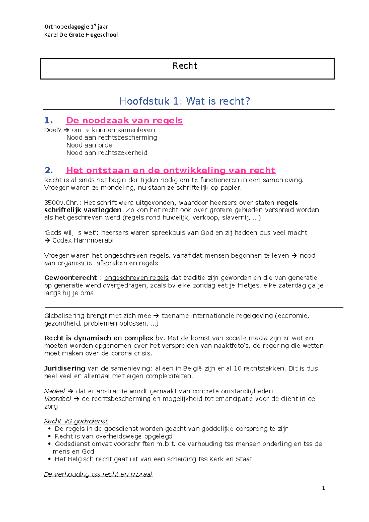 Recht Samenvatting Examens Karel De Grote Hogeschool - Karel De Grote ...