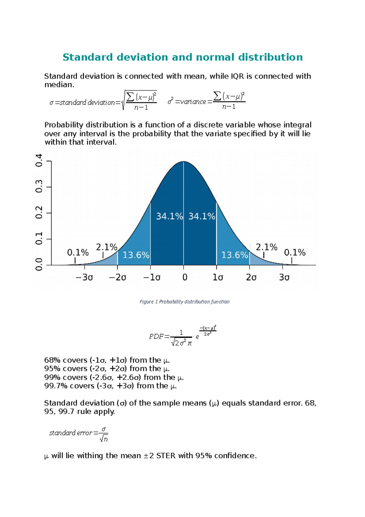Week 2 Standard deviation and normal distribution - Standard deviation ...