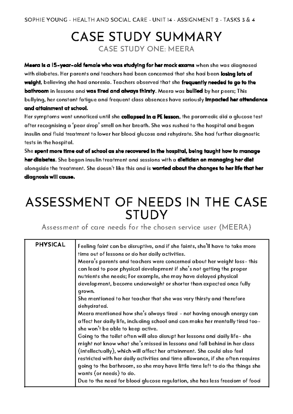 unit 14 assignment 2 health and social care