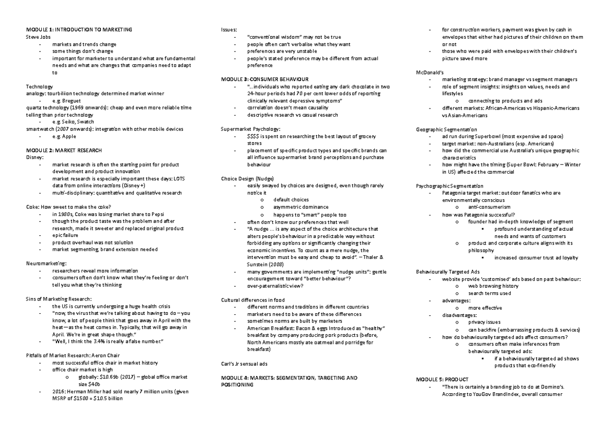 24108 marketing foundations case study - MODULE 1: INTRODUCTION TO ...