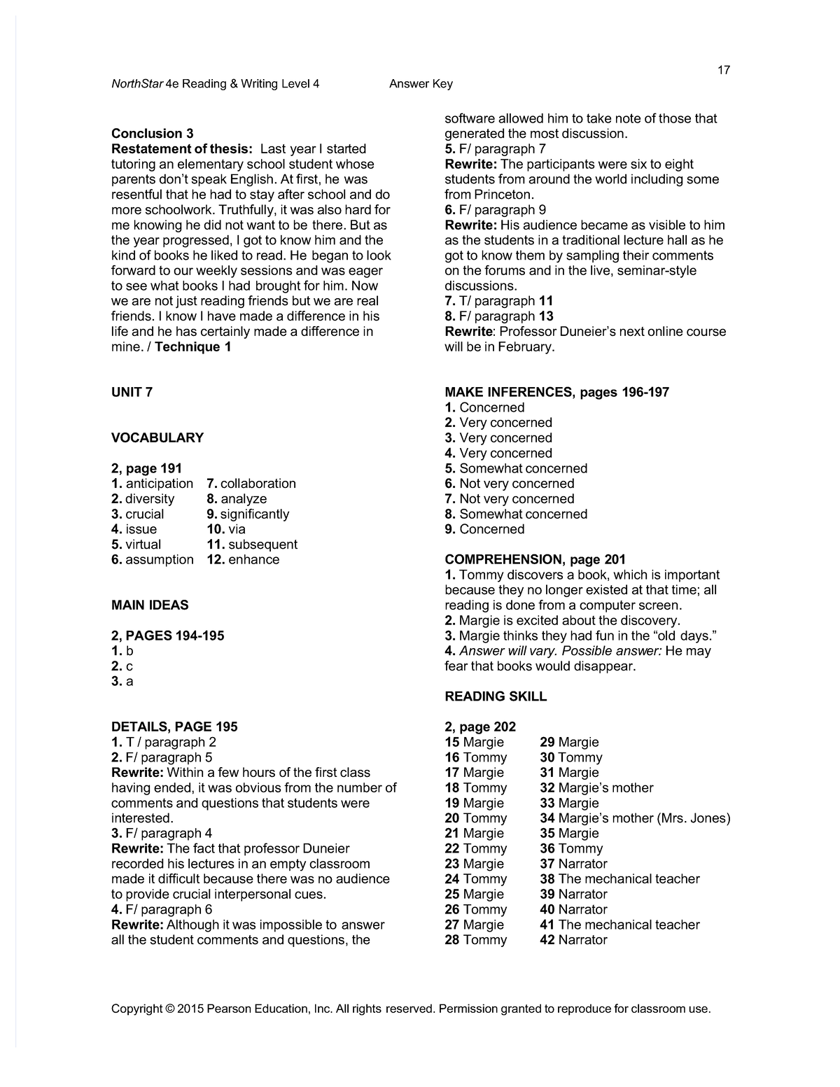 Answers KEYS AV12 - respuestas - NorthStar 4 e Reading & Writing Level ...