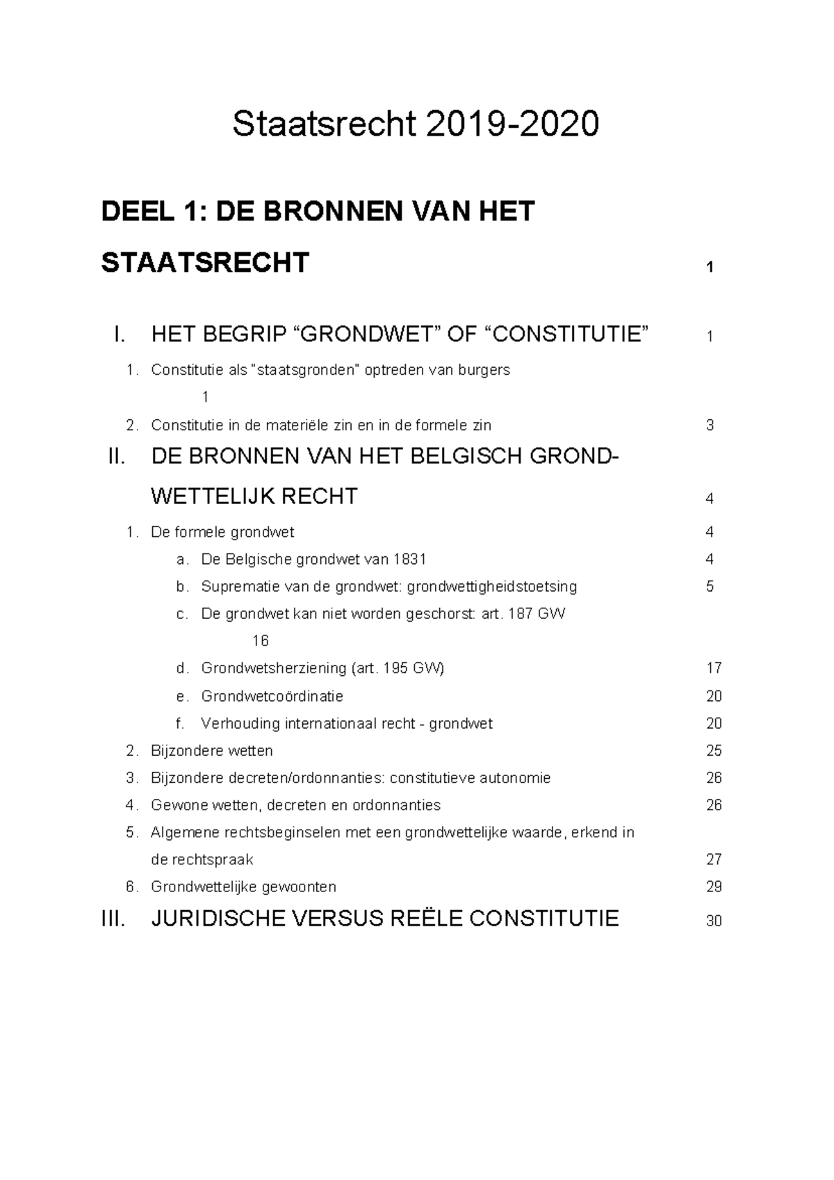 Inhoudstafel Staatsrecht 2019-2020 - Staatsrecht DEEL 1: DE BRONNEN VAN ...