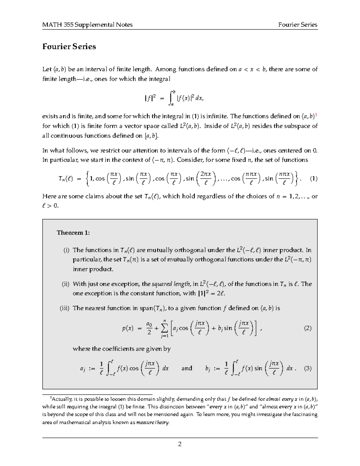 Fourier Series - MATH 355 Supplemental Notes Fourier Series Fourier ...