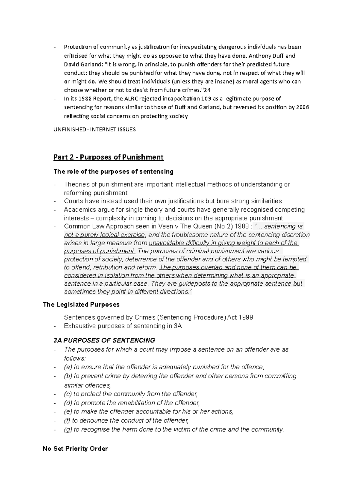 Sentencing module notes - Protection of community as justification for ...