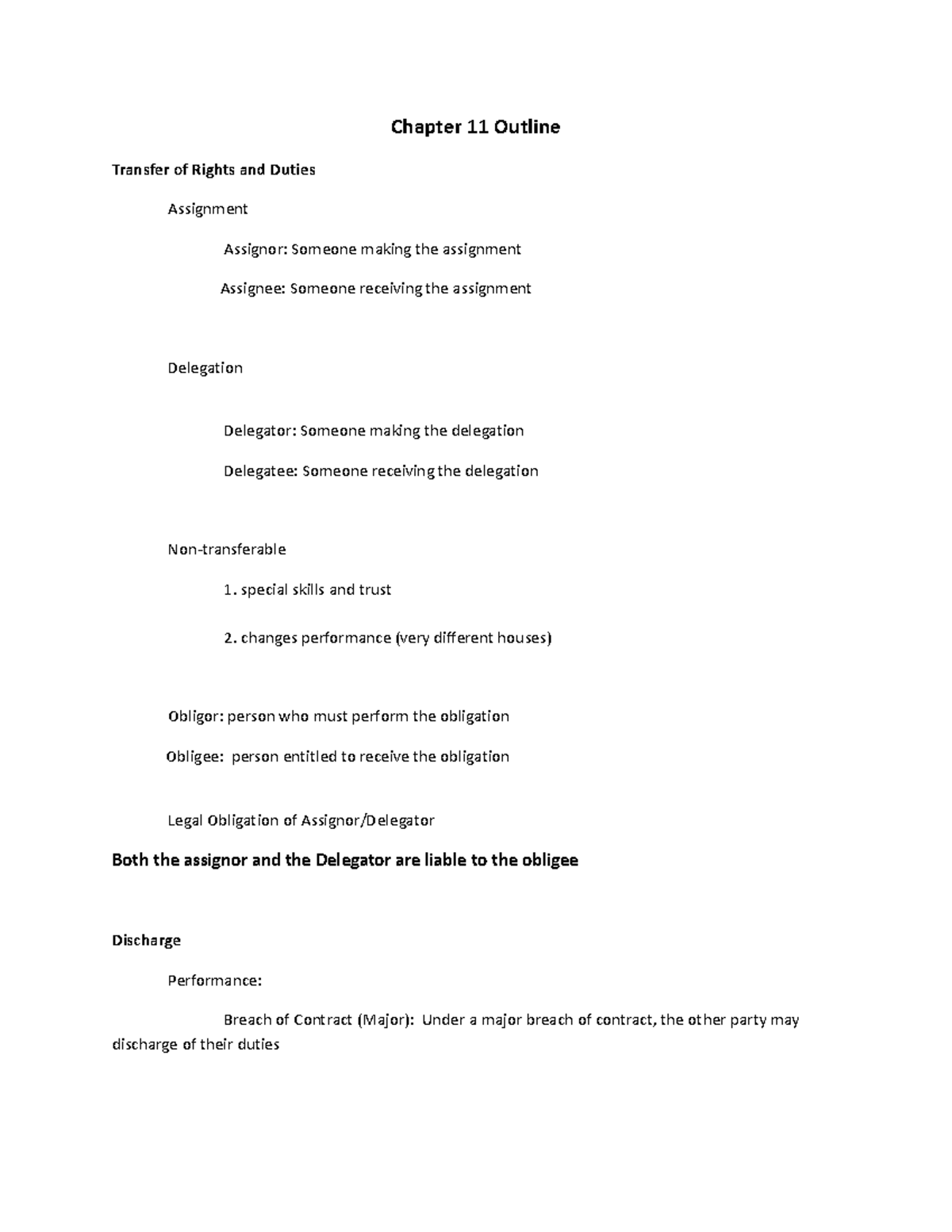 Copy of Chapter 11 Outline - Chapter 11 Outline Transfer of Rights and ...