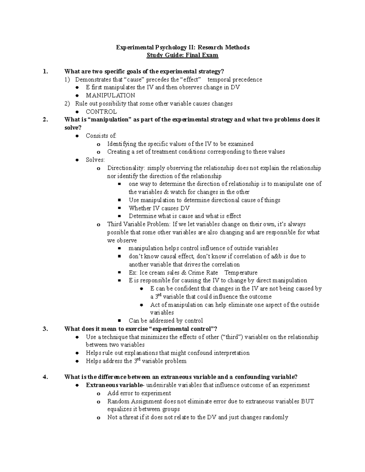 psychology research methods study guide