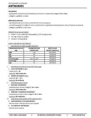 IMSE WEEK 7 - Antibodies - MIDTERMS: ANTIBODY STRUCTURE AND FUNCTIONS ...