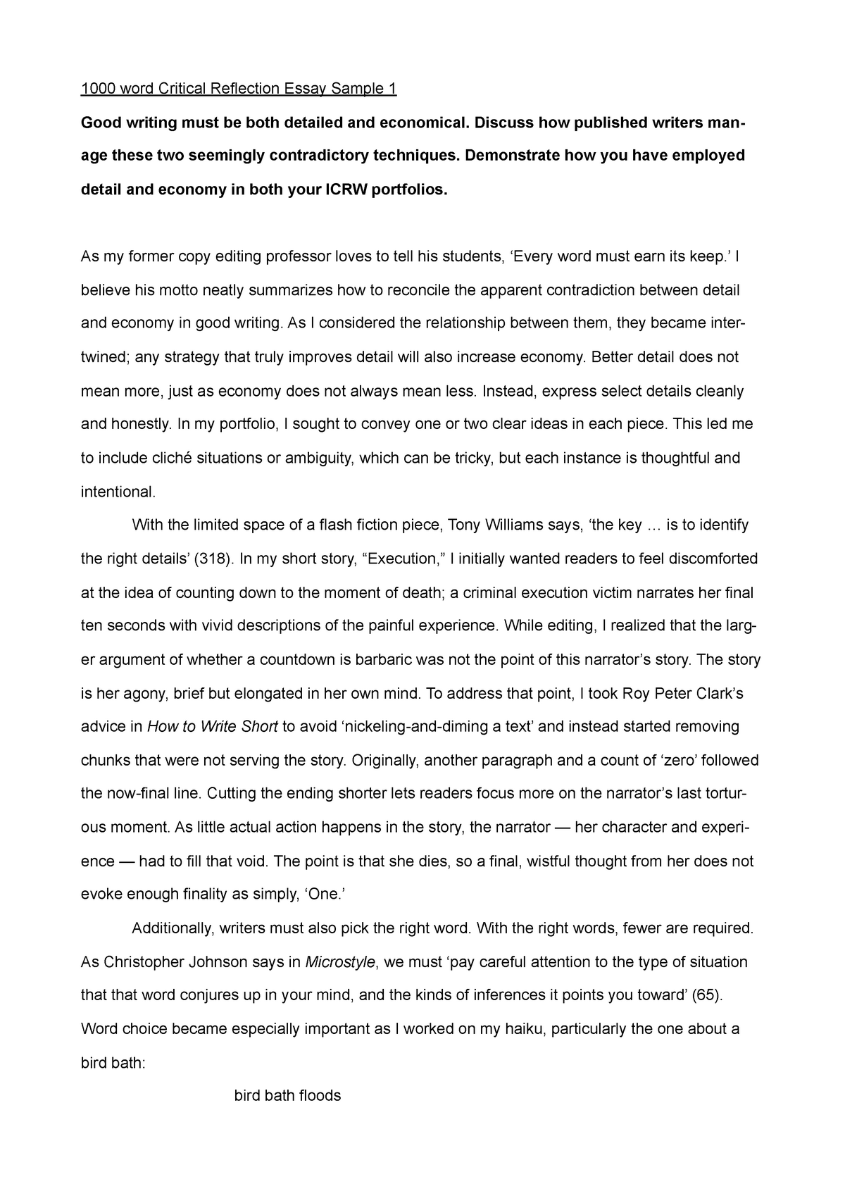 Page 90-99 1000 word sample essays - 1000 word Critical Reflection ...