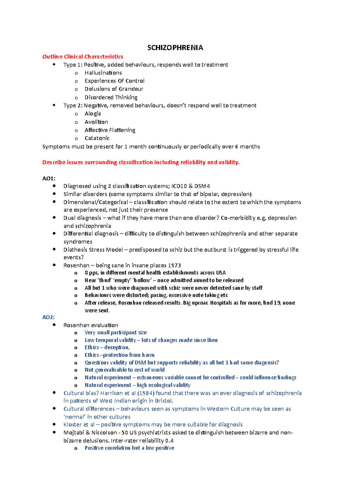 Schizophrenia - Revision Notes To Help Guide You In Your Learning ...