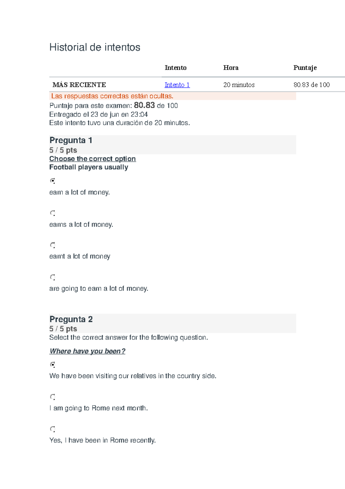 Primer parcial INgles tecnico Historial de intentos Intento Hora Puntaje MÁS RECIENTE