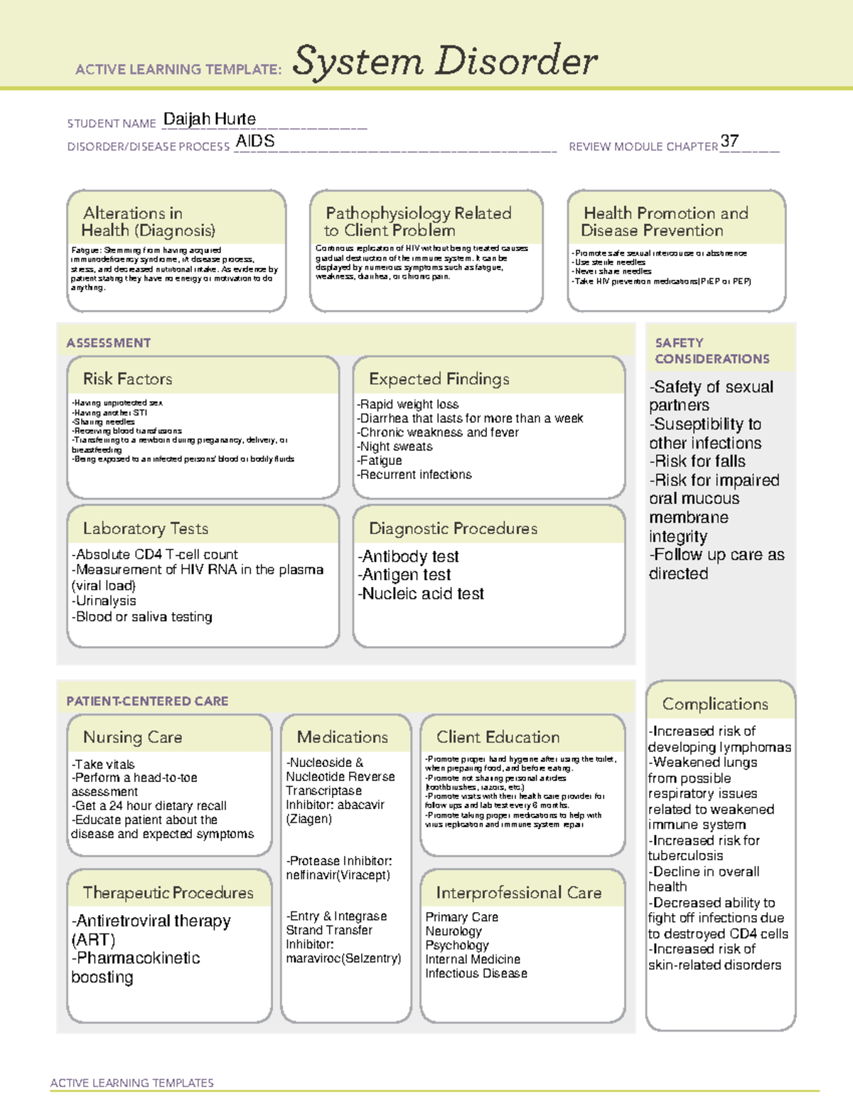 Patho Map - ACTIVE LEARNING TEMPLATES System Disorder STUDENT NAME ...