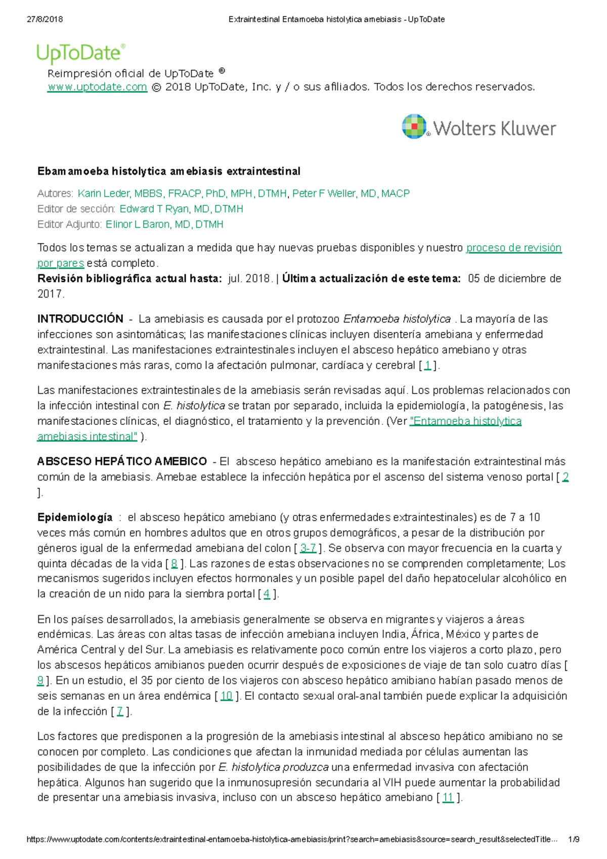 Entamoeba histolytica tratamiento dosis