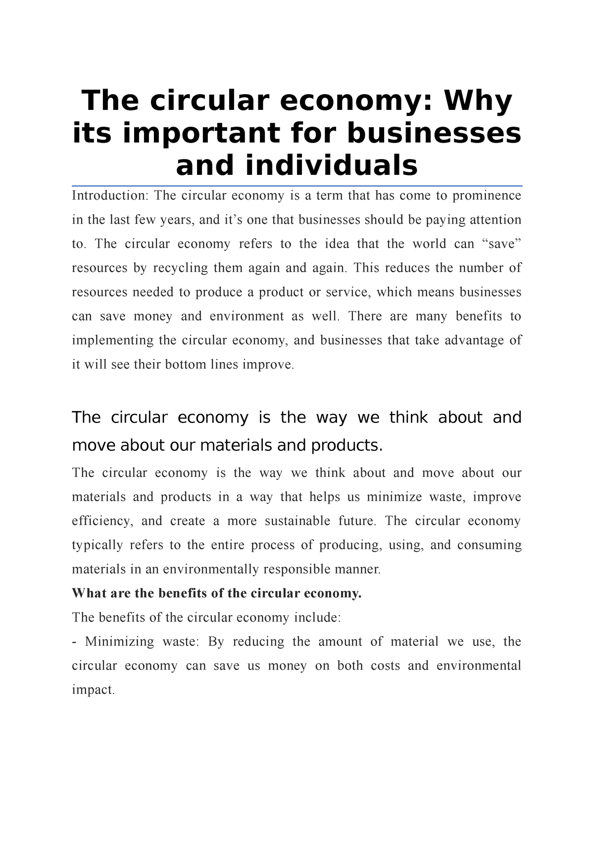 essay about circular economy