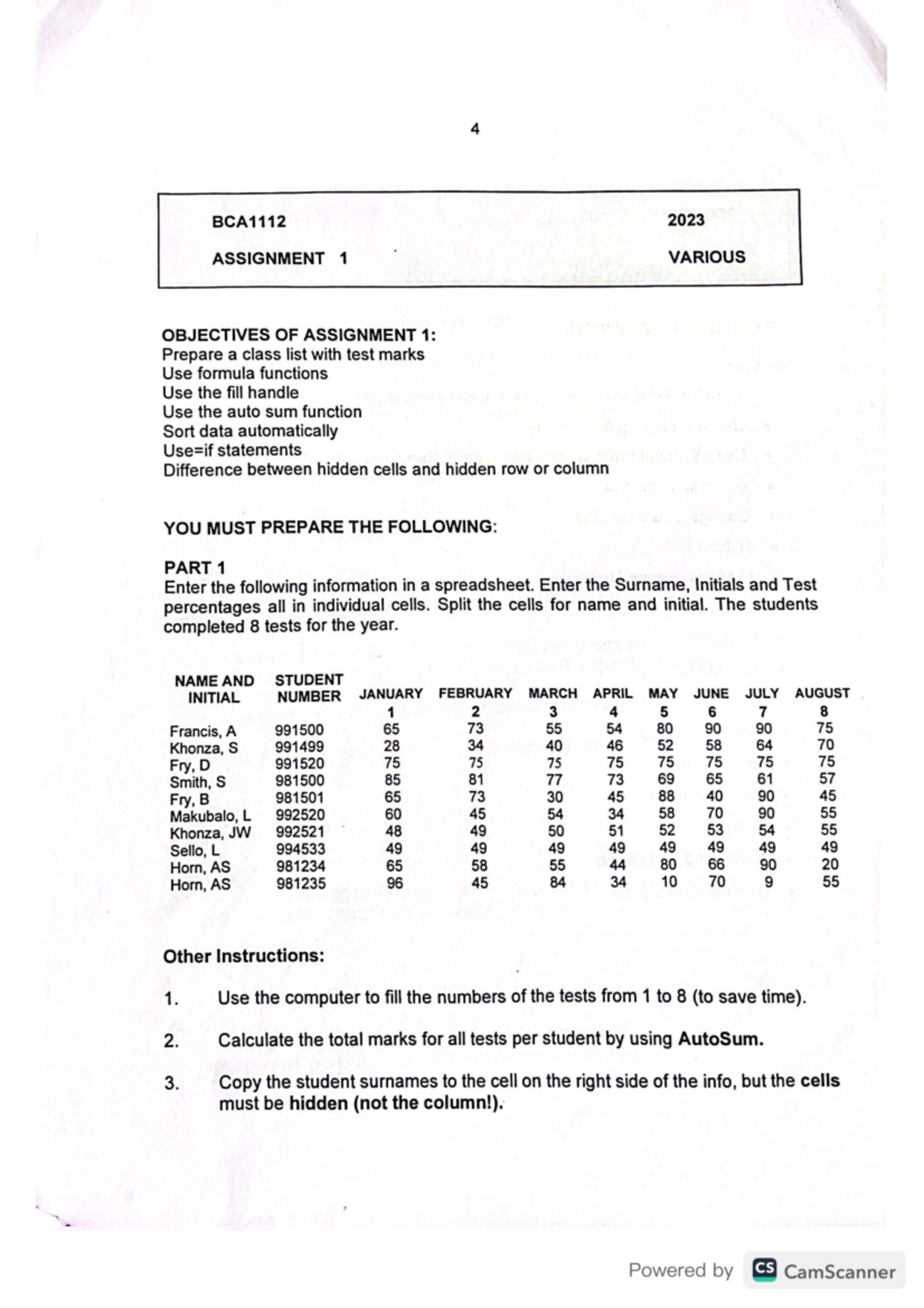 BCA - INSTRUCTION - ITVL1X0 - Studocu